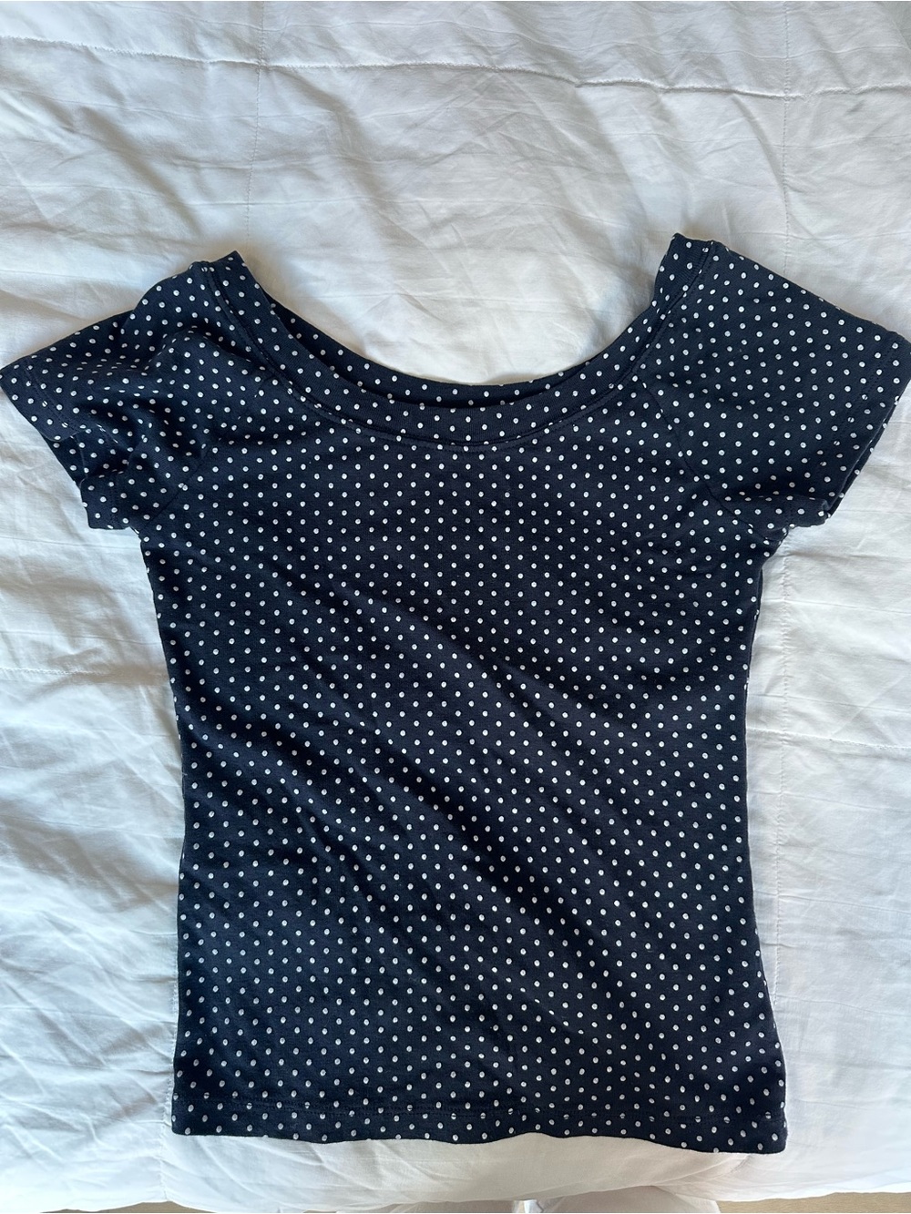 W Management Black and White Short Sleeve Polka Dot Top